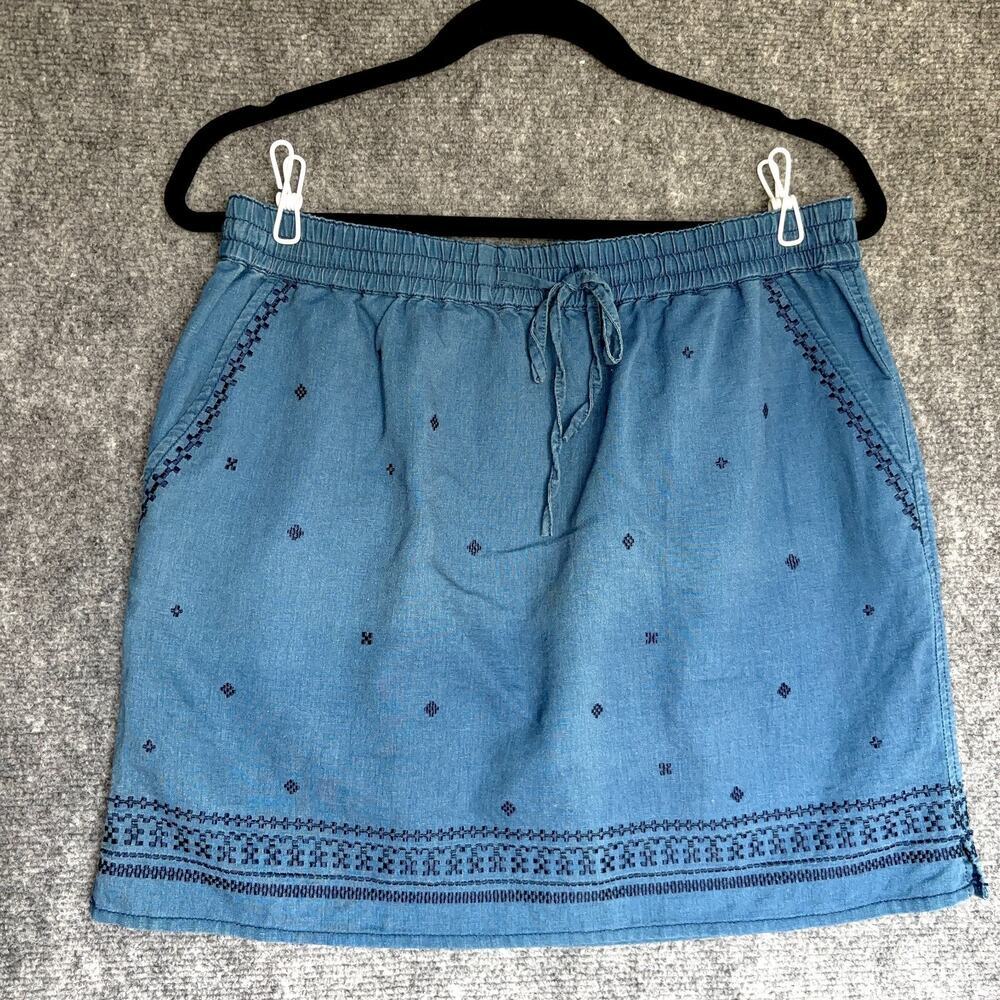J. Crew Blue Embroidered Mini Skirt